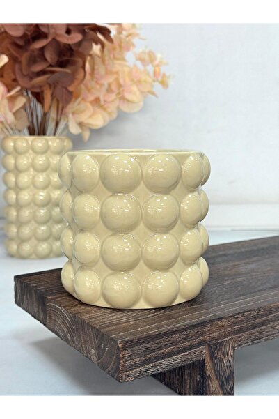 MİEN BUBBLE SERAMİK VAZO 13 CM TKEBT Krem