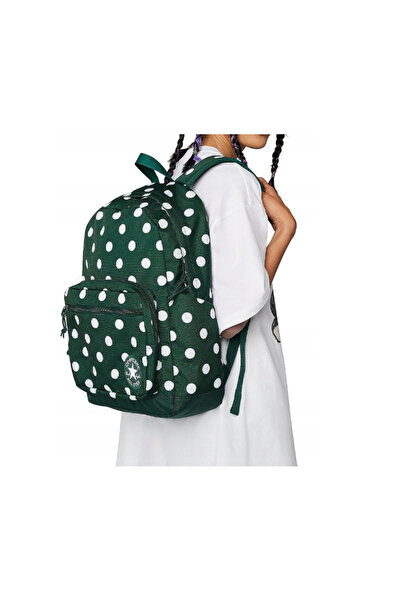 Converse Unisex Sport Backpack Green Polka Dot Design with Organizer & Bottle Pockets