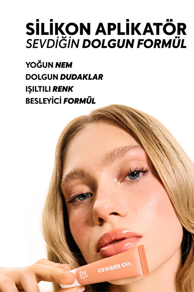 Cream Co. 3in1 Lip Balm Ayna Seti | Dudak Nemlendirici Parlatıcı & Cep Aynası | Sugar Cookie Bej