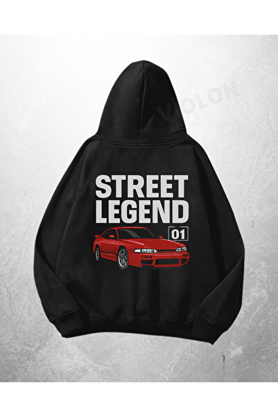 Bravebell سويت شيرت بقلنسوة كبير الحجم مطبوع عليه سيارة حمراء من Street Legen...