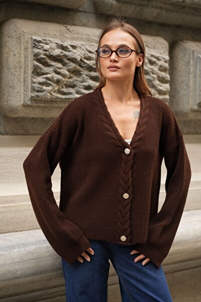 ÇEÇİM Cardigan tricotat cu nasturi pentru femei