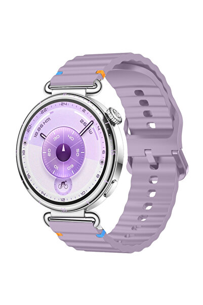Sneezy Huawei Watch GT6 41mm İle Uyumlu Dalga Desenli Tokalı Yumusaş Soft Sil...
