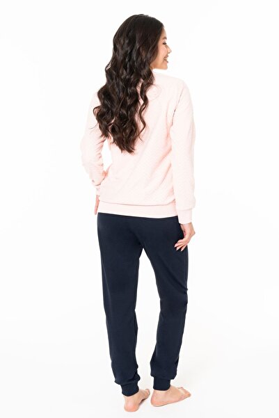 U.S. Polo Assn. Kadın İnce Polar Bisiklet Yaka Uzun Kollu Pijama Takımı PAÇASI BANTLI RAHAT KESİM S26125