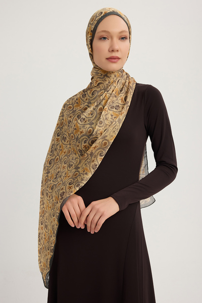 Schaless إنيك بحر - أخضر زيتي - شال جانجان بنقشة أورورا - 70x190 سم