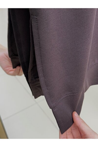 BENAHOLL Μακρύ φούτερ με λεπτομέρεια ραφής Karessa-EU3072 Καφέ