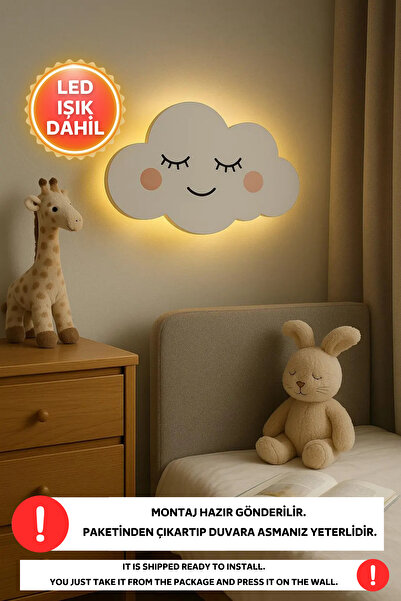 Dekorvin 1 Adet Bulut Gece Lambası Bebek Çocuk Odası Duvar Dekorasyonu Aydınl...
