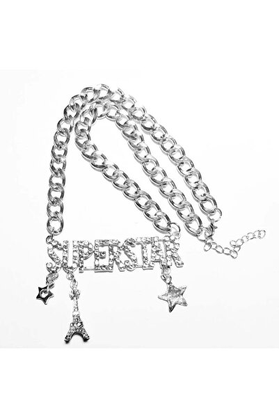 Glamadea Colier Bold Superstar, argintiu, metalic, cristale