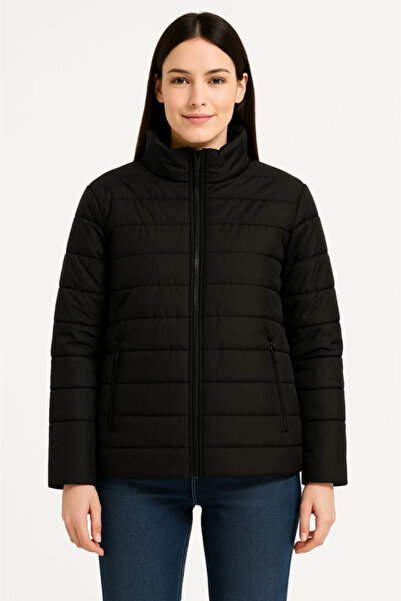 Aymood Bomber kabát – vízlepergető anyag, steppelt bélés, cipzáras, téli – fekete