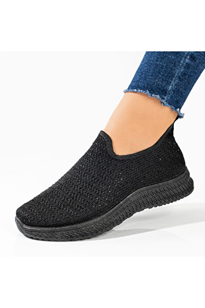 Modlet.ro Espadrile sport negre pentru femei cu strasuri MOD09087