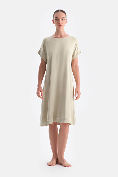 Eros Ada Tea Off-Shoulder Short Sleeve Viscose Nightgown
