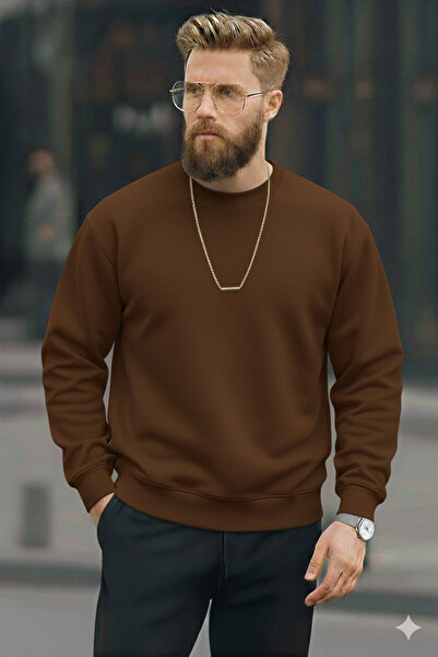 dwnwear Кавовий колір Basic Велосипедний комір Relaxed Regular Зимовий чоловічий світшот