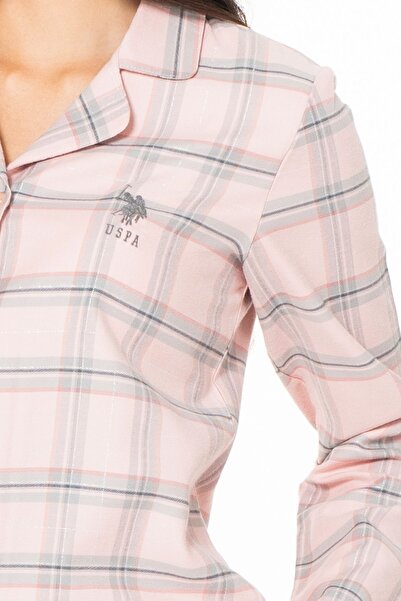 U.S. Polo Assn. Kadın Uzun Kollu Kareli Gömlek Pijama Takımı S26168 NEFES ALABİLEN KUMAŞ RAHAT KESİM