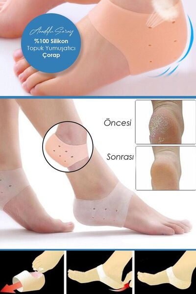 Genel Markalar 1 Çift Silikon Topuk Çorabı Topuk Yumuşatıcı | Topuk Diken Çor...