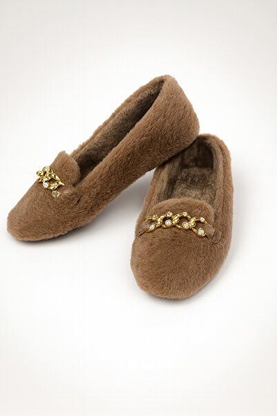 Beyond Women's Brown Stone Accessory Chain Plush Home Slippers Byndvt04