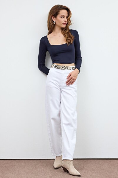 SHERIN Lacivert Базова блузка з круглим вирізом