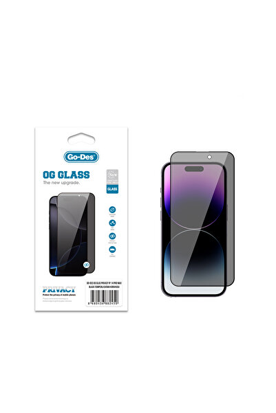 Go-Des iPhone 14 Pro Max Uyumlu Go Des OG Glass Privacy Antistatik Temperli C...