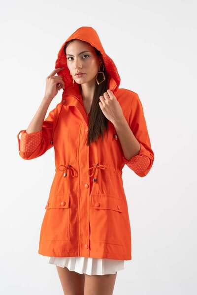 Spazio Christensen Kapüşonlu Çıtçıtlı Katlamalı Kol Safari Mont TURUNCU