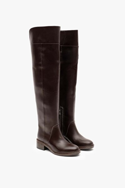 Louis Cardy Tracy Brown Leather Women's Over-The-Knee Boots