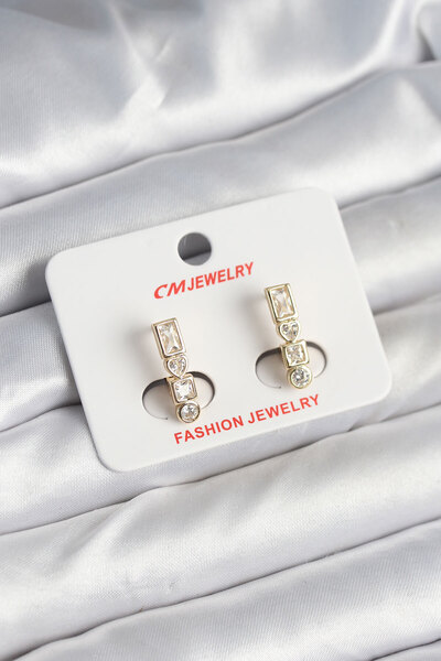 Skygo Brass Gold Color Zircon Stone Vintage Women's Earrings - Tj-Bkp11247