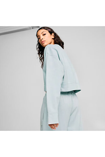 Puma Dare To Relaxed Washed Crew Kadın Mavi Sweatshirt