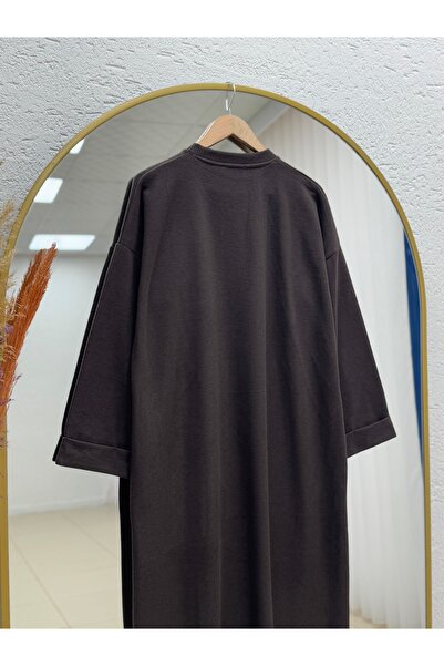 BENAHOLL Φόρεμα με υφή με λεπτομέρεια ραφής και ζώνη- EU3108 Καφέ