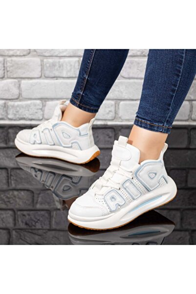 Modlet.ro Women's white and blue lace-up sports shoes MOD10046