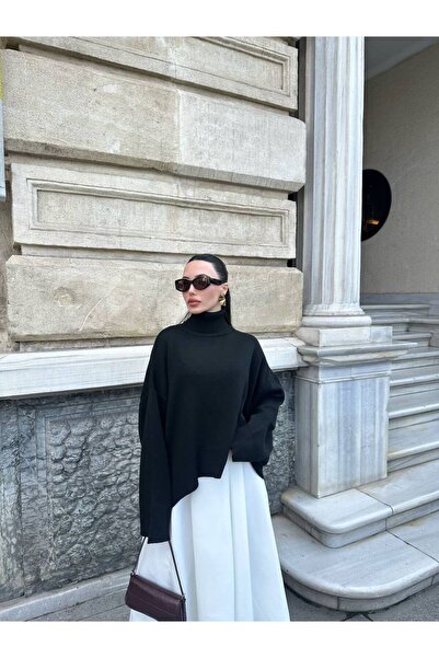 Butik HOT FASHİON - KAZAK - TAM BALIKÇI - SİYAH - TRİKO - - HFY601080