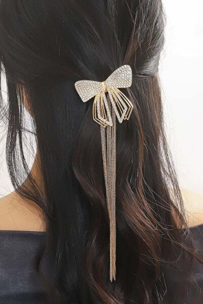 TAKIŞTIR Αυτόματη πόρπη με κορδέλα σε χρυσό χρώμα και πέτρα