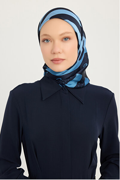 Schaless Ритмічна геометрія - Синій - Шарф Janjan з візерунком Aurora - 90x90 см