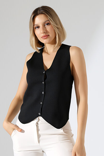 Devinka Women's V-Neck Buttoned Knitwear Vest