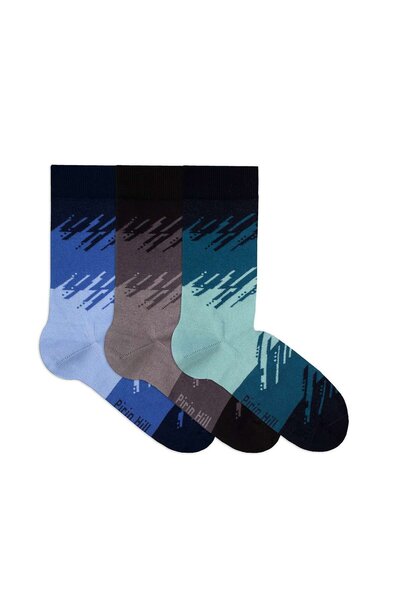 Pirin Hill Cutie cu 3 Perechi de Șosete cu 98% Bumbac Tușe Artistice - Petrol, Antracit, Albastru