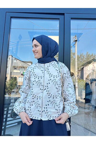 By-esq Yaprak Desen Ceket Lacivert