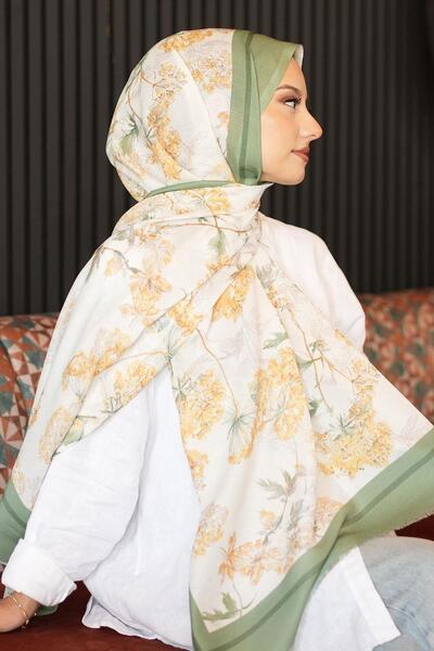 AFVENTE Шарф із квітковим візерунком із жовтої бавовни