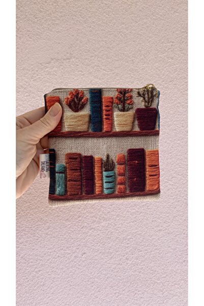 TALKING DREAMS Embroidery Look Bookshelf Mini Wallet