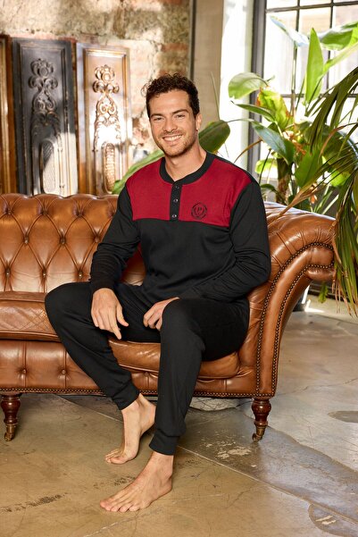 pijamacity YARIM PATLI PAÇASI MANŞETLİ CEPLİ ERKEK PİJAMA TAKIMI