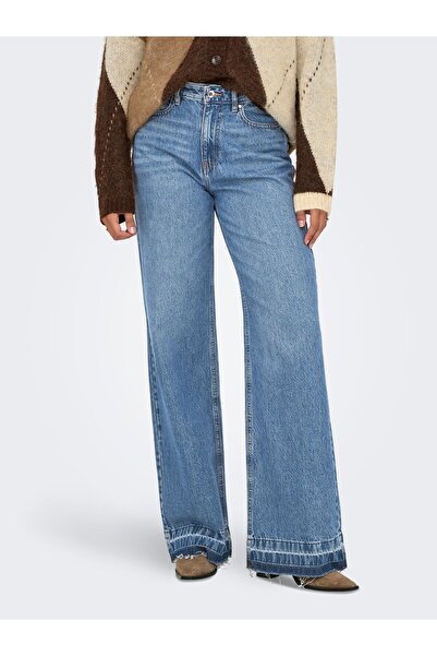 ONLY Jeans mit weitem Bein ONLBAILEY Hohe Taille Weiter Beinschnitt Jeans