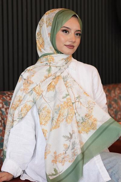 AFVENTE Шарф із квітковим візерунком із жовтої бавовни