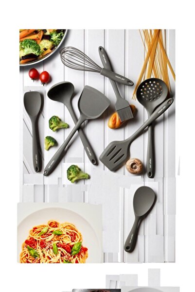 NEOFLAM Silikon Gri 8 Parça Pasta ve Pişirme Servis Seti
