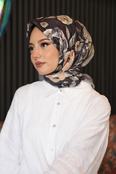 AFVENTE Spring Pattern Khaki Cotton Scarf