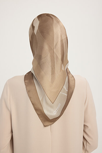 Schaless Celestial Tide - Mink - Aurora Patterned Janjan Scarf - 90X90 cm