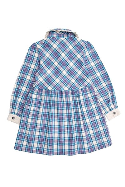 Ozmoz By Mukadder Özden Bebe Yaka Mavi Ekose Kışlık Kız Çocuk Elbise