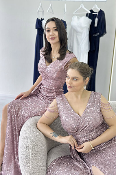 the ZKS Women's Shoulder Detail Sequin Plus Size Evening Dress Burgundy, Powder, Purple, Lilac, Black, Khaki, Navy Blue