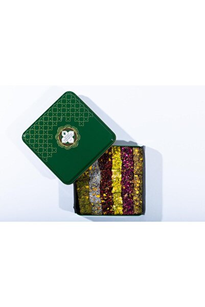 MEŞHUR SAFRANBOLU LOKUMCUSU علبة معدنية خضراء تحتوي على حلوى اللقم التركية ال...