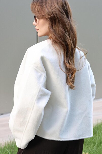 BAŞARAN Ecru Morris Gray Cashmere Jacket