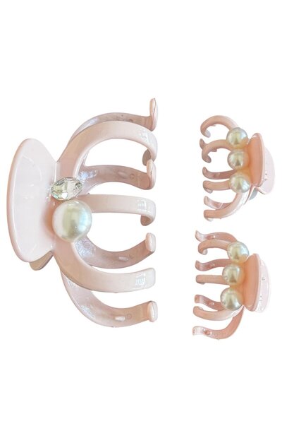 TAKIŞTIR Розов перлен детайл, комплект от 3 части с костна закопчалка