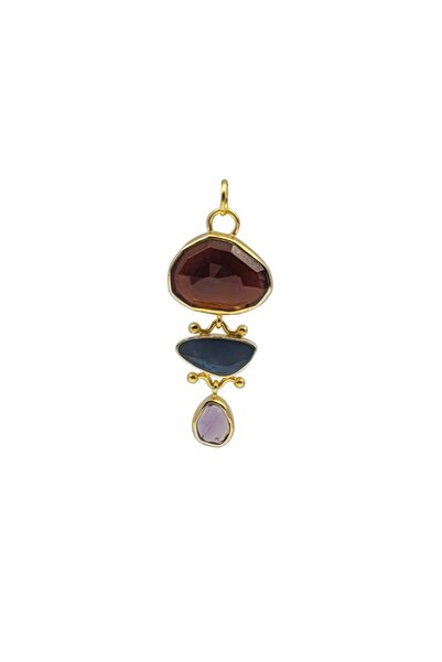 Eylül silver Silver Pendant with Garnet, Australian Opal and Amethyst