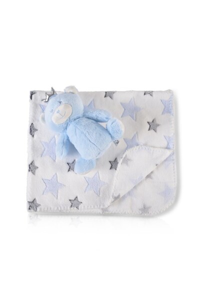 Cangaroo Меко бебешко одеяло с играчка плюшено мече, Кенгуру, Синьо мече, син...