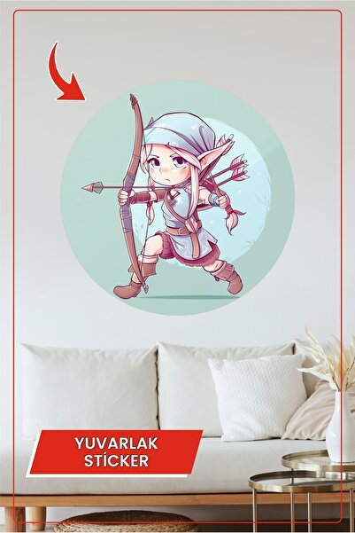 KOSS Dijital Archer Elf Themed Decorative Wall Sticker Cartoon Style Children...