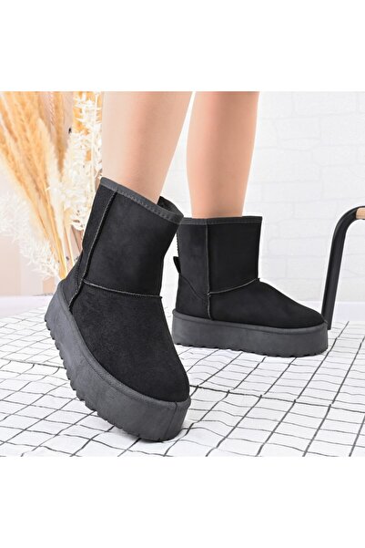 Tmall Ghete de damă, piele, căptușite cu blană, CD1042, negre