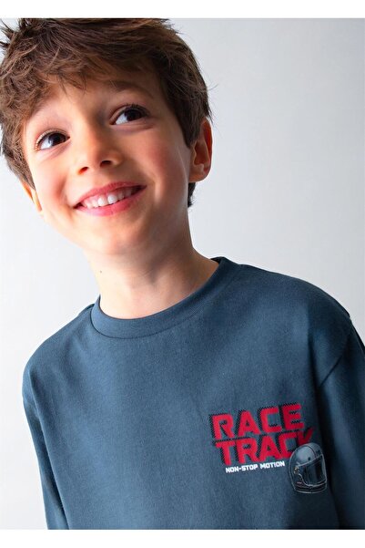 MAYORAL Tricou cu mânecă lungă cu imprimeu pentru băieți Albastru închis 4084